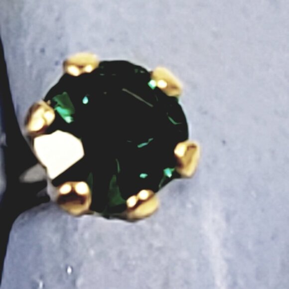 Swarovski Crystal Element - Gold Overlay Green Stone "Tiny" Stud Earrings - Picture 11 of 13